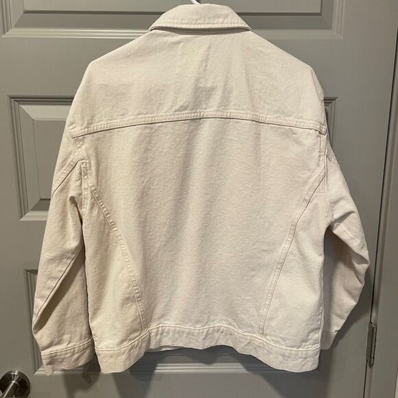 Mango 100% cotton cream oversized denim jacket, size S - Picture 5 of 13